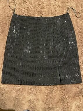 Black Rhinestone Mini Skirt